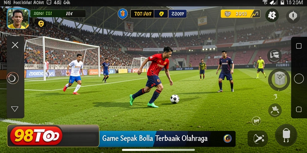 Gameplay seru dalam 98TOTO dengan aksi sepak bola yang menegangkan.