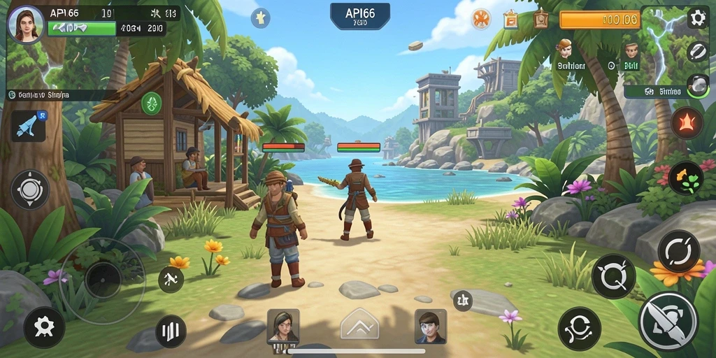 Tampilan gameplay utama API66 yang menggambarkan simulasi kehidupan yang mendetail.