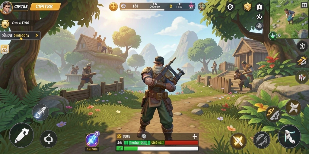 Tampak luasnya dunia terbuka dalam gameplay CIPIT88.