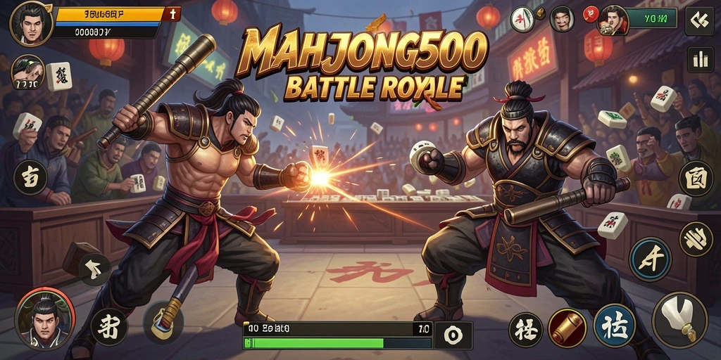 Tampilan gameplay Battle Royale penuh aksi di MAHJONG500.