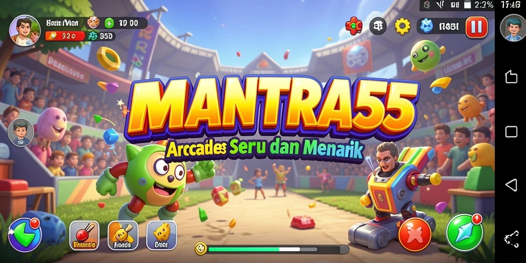 Tampilan gameplay seru dari MANTRA55 di level yang menantang.