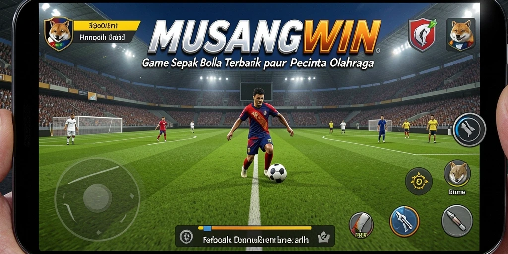 Screenshot menunjukkan aksi seru dalam permainan sepak bola.