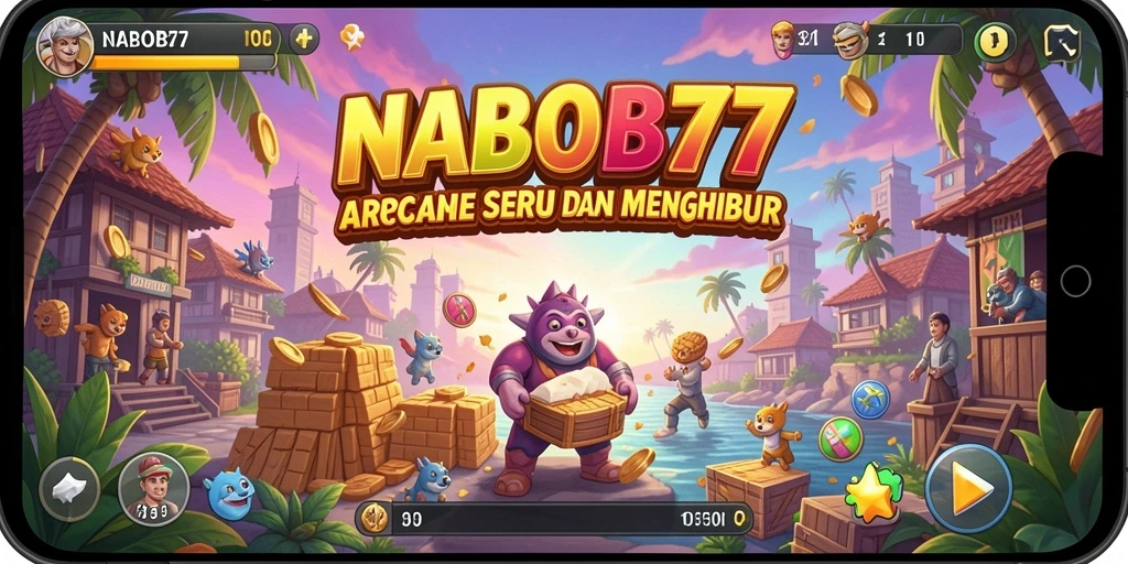 Tampilan gameplay arcade yang penuh warna dan seru.