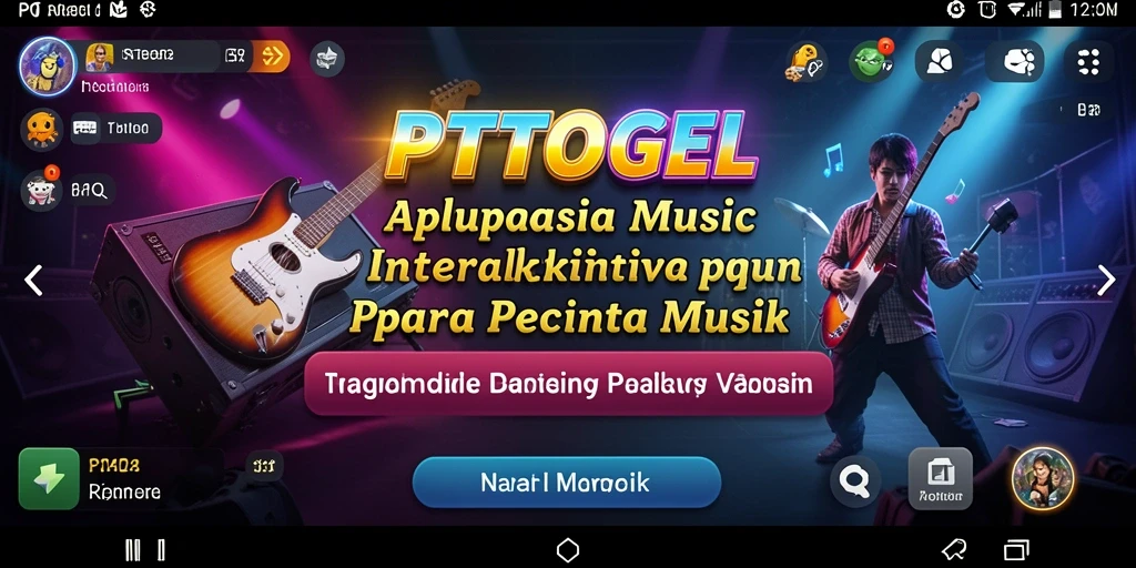 Tampilan gameplay interaktif PTTOGEL dengan berbagai fitur musik.